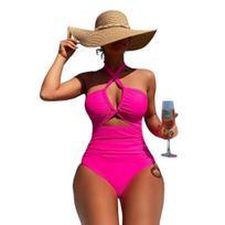 Moteriškas Monikni Seksualus Su petnešėliais Vientisas Bikini Liekninantis Paminkštintas Be lankelių Maudymosi kostiumėlis Paplūdimio Sportinė apranga S rožinė raudona spalva