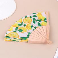 Lemon Fruit Print Folding Hand Fan Bamboo and Fabric Material for Summer Outdoor Dancing and Parties one size