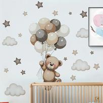 Bear Wall Decals Removable Decor With Balloons Stars & Clouds For Kids Bedroom Baby Nursery ruda