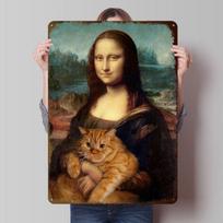 Mona Lisa Meme Tinplate Posters Customizable Wall Art Retro Vintage Metal Signs for Home Room Mancave Decoration Garage Garden 20X30CM