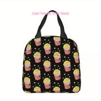 Funny Buttered Popcorn 3D Glasses Insulated Lunch Bag Large Lunch Container Thermal Bag Tote Lunch Box College Outdoor Food Bag One Size