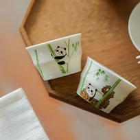 Panda Tea Cup White Porcelain Handmade Japanese Style Gongfu Tea Set Cup Home Office Decor Gift 75ML