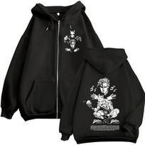 Anime Jojo Bizarre Adventure Killer Queen Kira Yoshikage Zipper Hoodies Men Women Casual Zip Up Hooded Sweatshirts Jackets Coats L