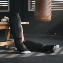 Shin Instep Guard Shock Absorbing Guards Thick Padding Leg Protector for Taekwondo Black S