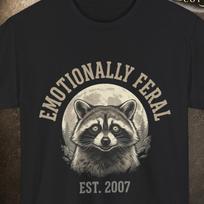 Emotionally Feral Raccoon Shirt, Funny Brainrot Animal Tee, Vintage Wildlife Meme Shirt, Unhinged Internet Humor Gift 3XL