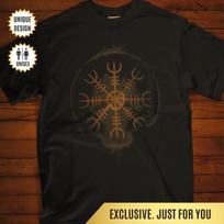 Aegishjalmur Viking T-Shirt Helm of Awe Norse Rune Tee | Pagan Nordic Protection Symbol | Mythology Warrior Gift | Dark Norse Shirt 3XL