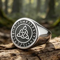 Triquetra Knot Men Ring Runes Norse Mytholog Symbol Celtics Trinity Protection Amulet Irish Gift Stainless Steel Jewelry 8