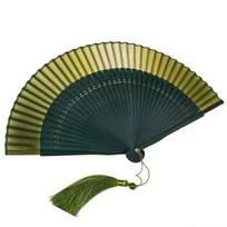 Gradient Color Retro Hand Fan Hollow Carving Dance Fan Bamboo Folding Fan  Home Decoration žalia