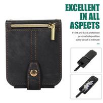 Wallet Case For Samsung Galaxy Z Flip 4 3 ,Durable Pu Leather Magnetic Wallet Flip Lanyard Strap Wristlet Zipper Card Holder Case for Galaxy Z Flip 3 juoda
