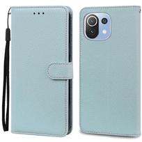 Mi 11 Lite Case For Xiaomi Mi 11 Lite 5G NE Leather Wallet Flip Case For Xiaomi Mi 11 Lite Case Mi11 11i Cover Coque Fundas Mi 11 Lite 4G 5G šviesiai mėlyna spalva
