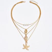 Boho Didelė Jūros Žvaigždė Žvaigždės Pakabukas Vėrinys Moterims Kriauklės Perlas Metalinė Grandinėlė Čokeris Paplūdimio Vakarėlis Ekstravagantiška Bižuterija Dovana