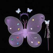 Children's Glowing Butterfly Wings & Magic Wand Fairy Princess Costume with Pink Skirt