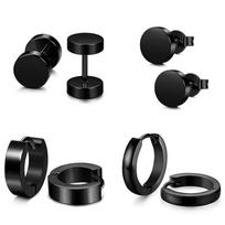 Barbell Bar Black Color Piercing Ear Studs Tragus Earrings Round Hoop Earrings Dangle Drop Stud