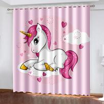 Rainbow Unicorn Vibrant 3D Printing Window Panel Drapes Blind designed for Kids Children Liiving Room Bederoom Kitchen Door Decor 2pieces W50 X H130(CM)X2&Hook
