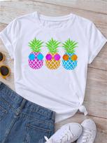 Maycaur New Summer Funny Watermelon Fruit Print Women T Shirt Harajuku White T Shirts Cartoon Casual Women Tops Female Clothes S