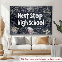 2D Printing Next Stop High School Tapestry, Chalkboard Graduation Party Banner 47.2x31.5inch/120*80cm