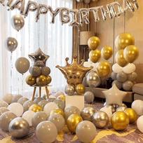 Birthday Scene Decoration, Balloon Props for Boys And Girls, Atmosphere Setup, Children's Party Decorations, Silver Gray Gold