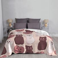 Halloween Marshmallows Soft Orange Blanket Fashion Custom 1339 Kitties Pumpkin Pumpkins Jack Lantern Cat Size: 75*100cm, Weight: 230 GSM