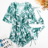 Digital Print Three Piece Drawstring Sexy Bikini Swimsuit Fashion For Summer Vacation S