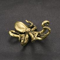 Handcrafted Brass Octopus Figurine Miniature Sea Animal Desk Statue Collectible Tea Pet Home Office Decor bronza