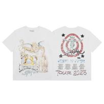 24S cross-border trendy brand Travis Scott Utopia joint retro design printed short-sleeved t-shirt men and women half-sleeved S
