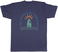 Surfing Mens T-Shirt The Ocean is my Therapist Surfboard Tee Gift S