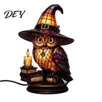Mystical Mantel Decor Gothic Witch Hat Night Light, Warm Glow Acrylic Halloween Decorative Lamp, Vintage Dark Academia Room Accessories Spooky C