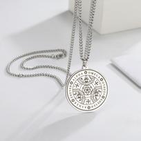Dawapara Enochian Seal Necklace Magic Talisman Archangels Pendant Stainless Steel Vintage Protection Amulet Jewelry