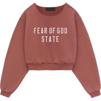 Fear of God Essentials Heavy Fleece Raw Cropped Crewneck Crimson Women Tops Red 192BT245626FW S