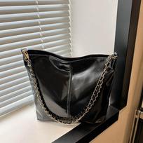 Vintažinė lakuotos odos didelės talpos rankinė moterims, nauja madinga klasikinė tekstūros pečių ir pažastų rankinė 31.5x10.5x25cm juoda