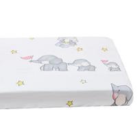 Soft Breathable Cotton Baby Bed Sheet Crib Cover with Elastic Band M Elephant