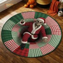 3D Halloween Vortex Terror Skull Circular Carpet Visual Illusion Suspense Carpet Bedroom Living Room Chair Anti Slip Mat Gift 40x40cm