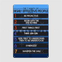 The 7 Habits Of Highly Effective People Motivation Metal Sign Wall Mural Garage Club Custom Wall Decor Tin Sign Poster 20x30cm