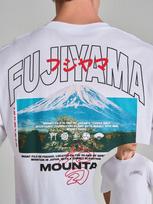 FUJIYAMA Printed T-shirt Men's White Cotton Short Sleeve Summer Loose Oversized Y2K Streetwear Short Sleeved Male Clothing 4XL