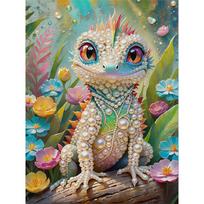5D DIY Frameless Pearl Painting Lizard Pattern Painting Kit, Suitable for Home Living Room Bedroom and Other Wall Decoration Art Paintings 30x40cm
