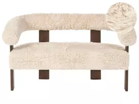 2 vietų sofa ILBRO dirbtinis kailis, kreminė/tamsiai ruda