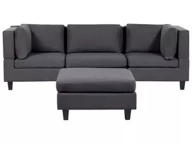 Modulinė 3 vietų sofa UNSTAD, tamsiai pilka su pufu