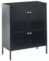 Spintelė su stiklinėmis durelėmis ESHOLT metalinė 80 cm juoda