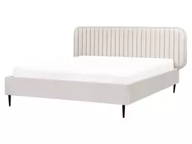 Velūrinė lova BRIN 160 x 200 cm, smėlio spalvos