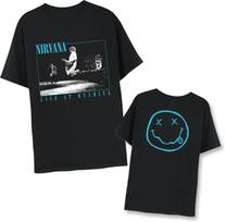 Nirvana Live at Reading Front  Back Adult Black Short Sleeve T Shirt 90s Music Vintage Style Graphic Tee XXXL