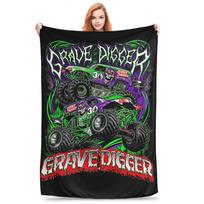 Monster jam grave digger monster truck art fans Blankets Soft Warm Flannel Throw Blanket Bedding for Bed Living room Travel Home Size: 75*100cm, Weight: 230 GSM
