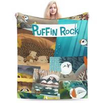 Puffin Rock Minkštos šiltos antklodės Vaikams pliušiniai patalynės užklotai Pūkuoti sofos, fotelio flaneliniai lovatiesiai, sofos-lovos uždangalas 130cmx150cm