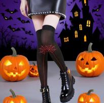 Halloween Gothic Stockings Skull Bat Print Stockings Cosplay Spider Web Horror Elements Pantyhose Cosplay Holiday Party Socks One Size