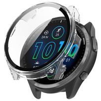 Watch Full Protective Case For Garmin Forerunner 965 Smartwatch 2in1 Shell+Tempered Glass Film For Garmin Forerunner 965 Cover Forerunner 965 gryna
