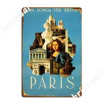 Paris France Ars Longa Vita Brevis 1936 Vintage Travel Poster Metal Sign Create Poster Cave Pub Tin Sign Poster 20X30CM