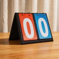 Flip Score Counter Easy reading Manual Scoreboard Portable Table Board for Competition, Red-blue 2-digit Leather