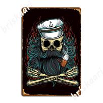Captain Skull Pirate Boating Sailing Fishing Poster Metal Plaque Pub Wall Decor Decoration Cave Pub Tin Sign Poster 20X30CM