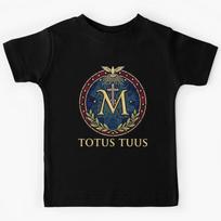 Totus Tuus Marian Crest - Stained Glass Catholic Art Kids T-Shirt 160