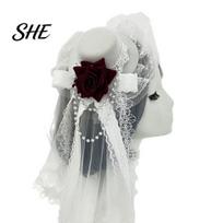 Stage Performance Headwear Gothic Halloween Headdress with Rose And Chain Decoration, Mini Bowler Hat, Mystery Style Headpiece Retro Small Top