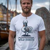 Viking Swan Copenhagen Wild North T-Shirt Norse Helmet Shield Scandi Top S